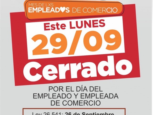 Este lunes ser feriado para los empleados de comercio